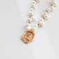 S925 Silver Natural Pearl Necklace with Wax Seal Design Pendant