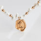 S925 Silver Natural Pearl Necklace with Wax Seal Design Pendant