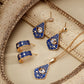 S925 Silver Vintage Blue Enamel and Zircon Earrings