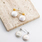 Elegant Statement Stud Earrings for Women with Irregular Pearl and Silver Design